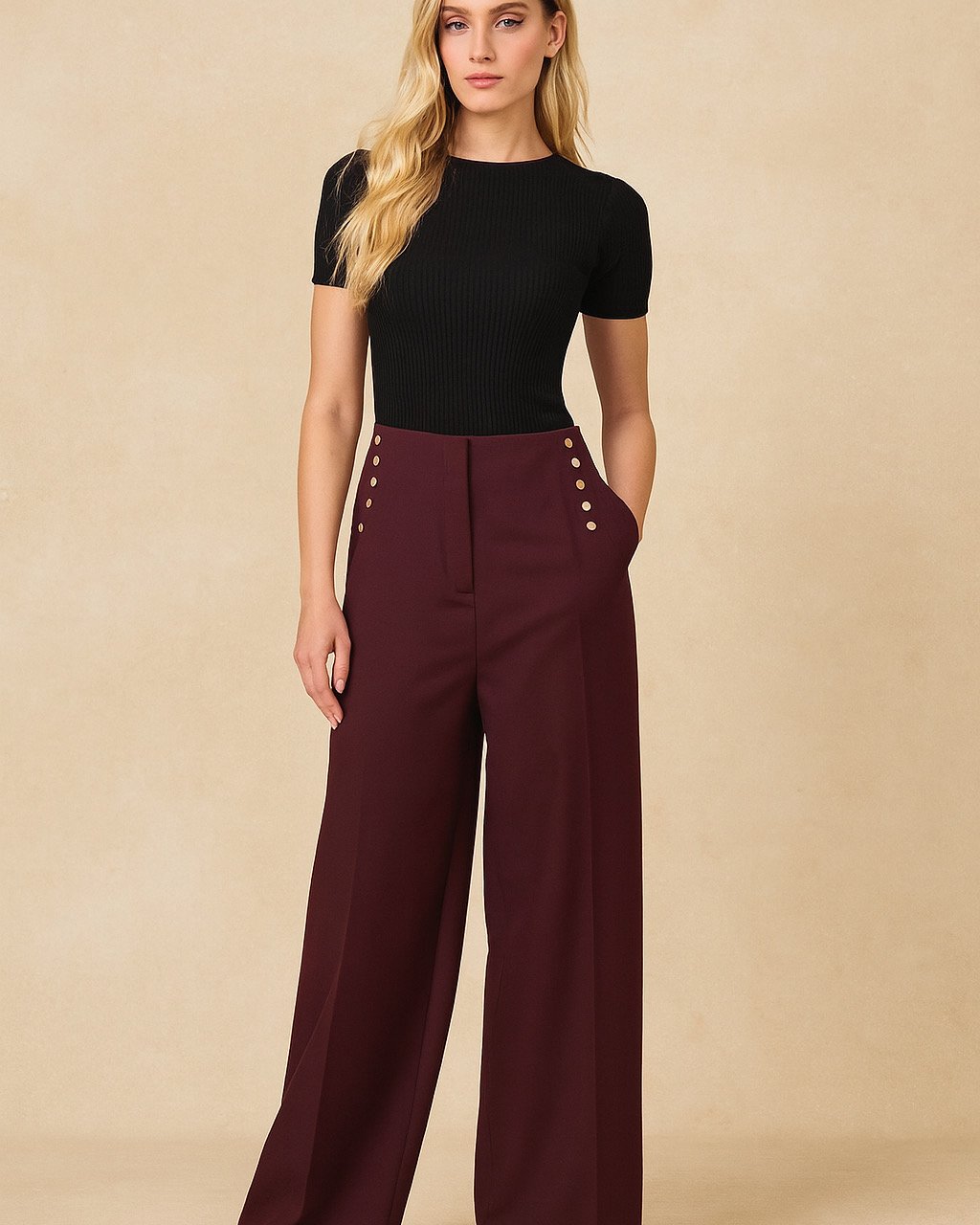 AC438C06-B425-470F-8266-FD2D3B8C3545 Palazzo Pants decorative buttons - Image 1