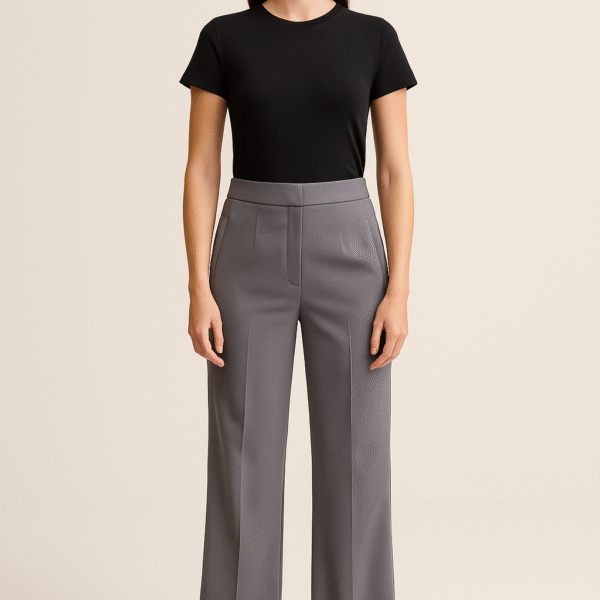 High waist wide leg trouser