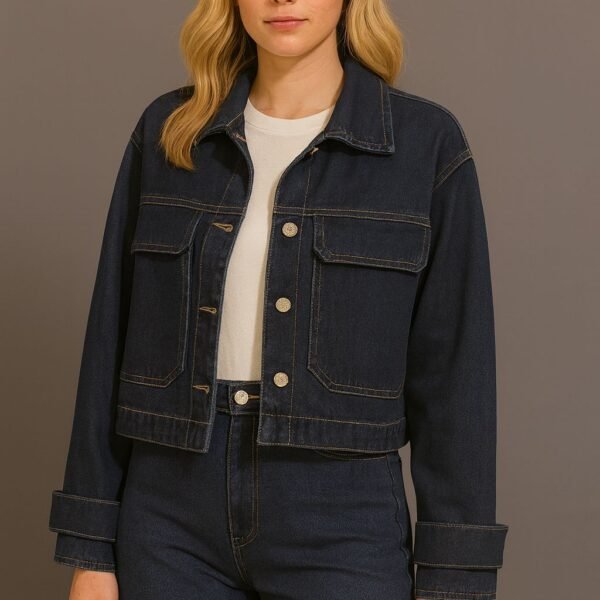 Wide long sleeve denim jacket