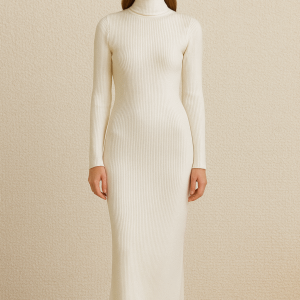 Ribbed turtleneck bodycon dress